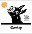 peeking donkey - cheerful neighing vector image