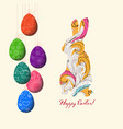 doodle decorative colorful eggs and bunny vector image vector image