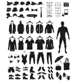 icons and items of clothing silhouettes vector image
