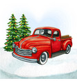 watercolor red pickup vintage truck vector image vector image
