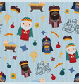 blue nativity three wise men seamless vector image vector image