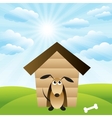 dog in house on green grass field vector image vector image