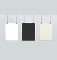 hanging paper posters mockup realistic sheets vector image