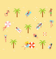 tourists on the sand beach vector image