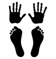 old man hand foot prints silhouettes vector image vector image