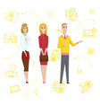 business man standing pointing businesswomen vector image