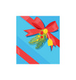 gift box with decorative red ribbons and bows pine vector image