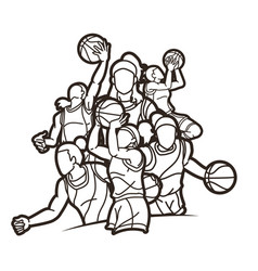 Basketball women players Royalty Free Vector Image