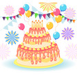 cake birthday with candles and cream isolated vector image