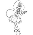 hula girl line art vector image