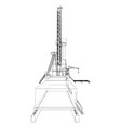 oil rig rendering of 3d wire-frame style vector image