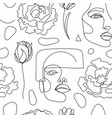 seamless pattern continuous line art vector image vector image