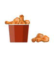 fried chicken in red bucket vector image vector image