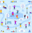winter holiday activities seamless pattern city vector image