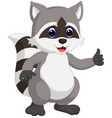 raccoon cartoon waving vector image