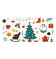doodle christmas cozy xmas tree with star vector image vector image