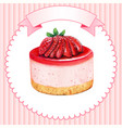 cute watercolor mini strawberry cheesecake vector image vector image
