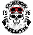 skull t shirt motorcycle logo graphic design vector image