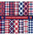 patriotic tartan set of white blue red seamless vector image