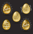 set of golden eggs with easter greetings vector image vector image