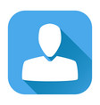 user icon white silhouette on blue square vector image