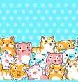 seamless pattern with cute kawaii cats fun animal vector image vector image