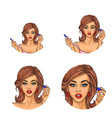 set of pop art round avatar icons for users vector image