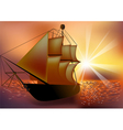 sunset and ship vector image
