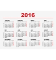 2016 calendar template vector image