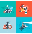 world travel concept backgrounds set flat icons vector image
