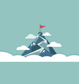 flag on the mountain peak way to successful vector image