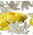 flowers of spring daffodils and roses vector image vector image