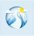 ski slopes paper cut banner vector image