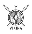 vikings shield with two crossed spears and small vector image
