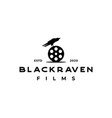 vintage film roll with crow raven logo vector image