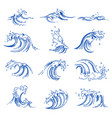 waves isolated icons sea or ocean storm beach vector image