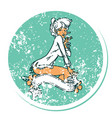 distressed sticker tattoo style icon a pinup vector image vector image