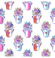 flowers in watering can bright colors seamless vector image vector image