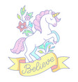 white unicorn emblem vector image vector image