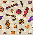 halloween seamless pattern with cartoon candies vector image vector image