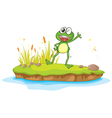 A happy frog with mushrooms Royalty Free Vector Image