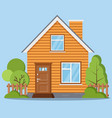 isolated rural farm woofen house with fence vector image