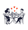 online dating concept happy couple sitting vector image