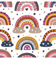 seamless pattern with beautiful rainbows vector image