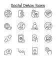 digital detoxing icons set in thin line style vector image