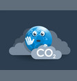 earth globe under co2 carbon dioxide emissions vector image