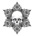 human skull and lotus over mandala inspired sacred vector image
