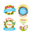 easter eggs and rabbit cartoon symbol set design vector image vector image