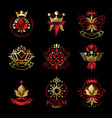 flowers royal symbols floral and crowns emblems vector image