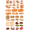 delivery box pack set cartoon vector image